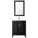 Wyndham Daria 30" Single Bathroom Vanity In Dark Espresso White Cultured Marble Countertop Undermount Square Sink and 24" Mirror WCV252530SDEWCUNSM24