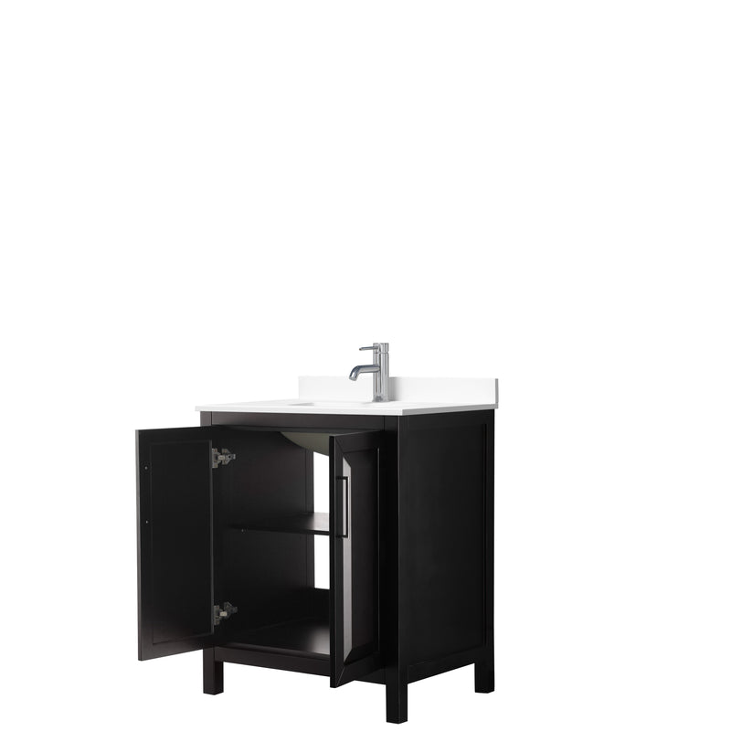 Wyndham Daria 30" Single Bathroom Vanity In Dark Espresso White Cultured Marble Countertop Undermount Square Sink and No Mirror WCV252530SDEWCUNSMXX