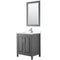 Wyndham Daria 30" Single Bathroom Vanity In Dark Gray Light-Vein Carrara Cultured Marble Countertop Undermount Square Sink And 24" Mirror WCV252530SKGC2UNSM24