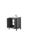 Wyndham Daria 30" Single Bathroom Vanity In Dark Gray Light-Vein Carrara Cultured Marble Countertop Undermount Square Sink and No Mirror WCV252530SKGC2UNSMXX