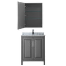 Wyndham Daria 30" Single Bathroom Vanity In Dark Gray White Carrara Marble Countertop Undermount Square Sink and Medicine Cabinet WCV252530SKGCMUNSMED