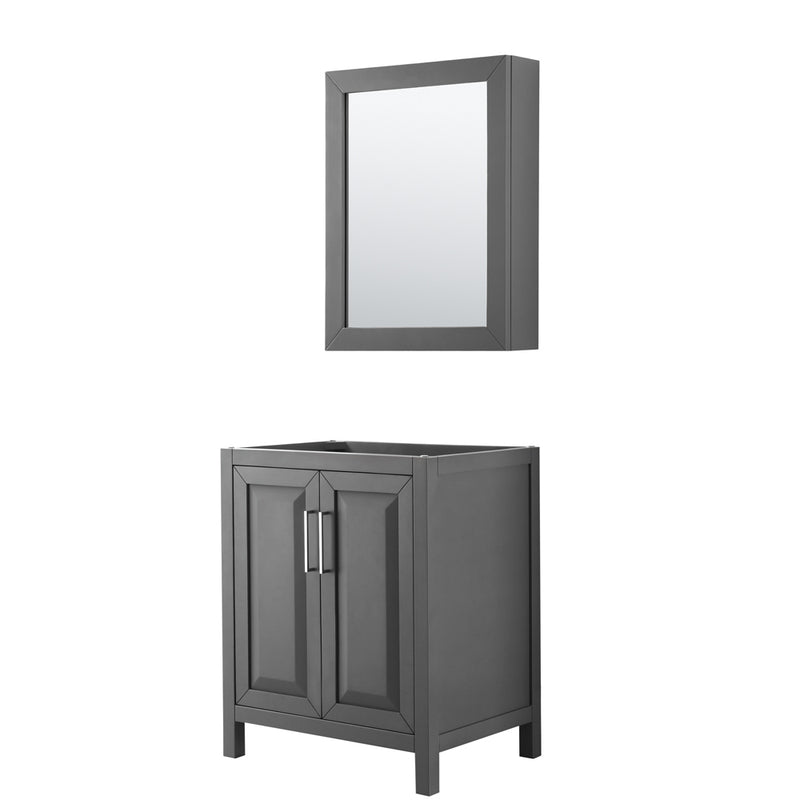 Wyndham Daria 30" Single Bathroom Vanity In Dark Gray No Countertop No Sink And Medicine Cabinet WCV252530SKGCXSXXMED