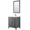 Wyndham Daria 30" Single Bathroom Vanity In Dark Gray White Cultured Marble Countertop Undermount Square Sink And 24" Mirror WCV252530SKGWCUNSM24