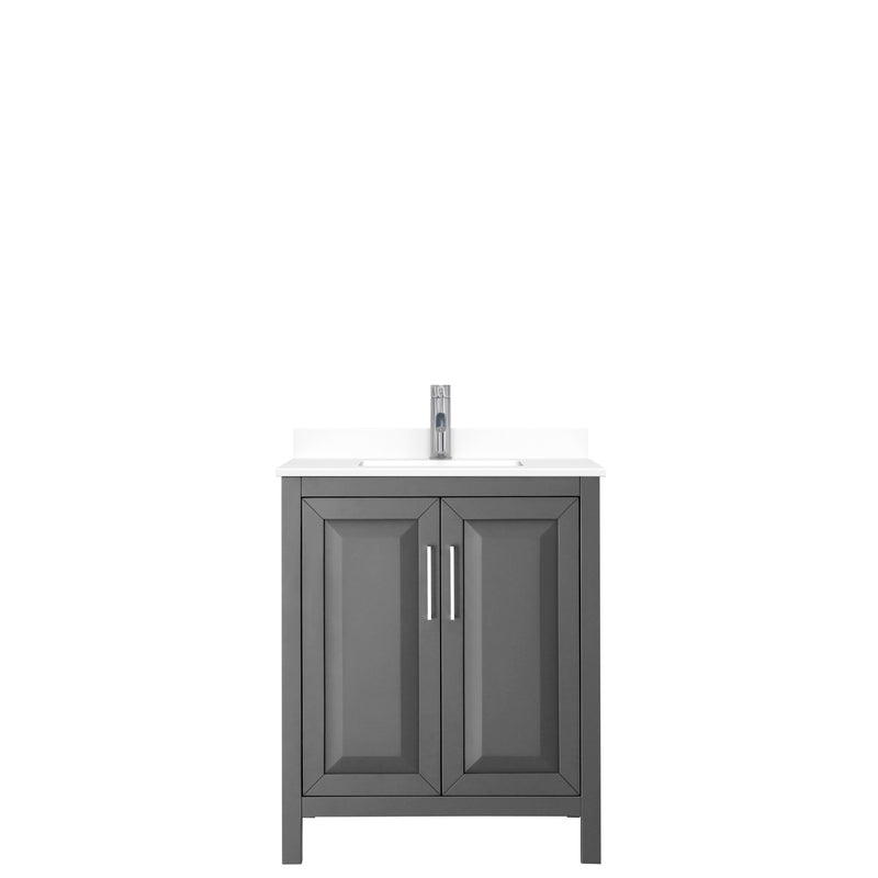 Wyndham Daria 30" Single Bathroom Vanity In Dark Gray White Cultured Marble Countertop Undermount Square Sink and No Mirror WCV252530SKGWCUNSMXX