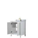 Wyndham Daria 30" Single Bathroom Vanity In White White Carrara Marble Countertop Undermount Square Sink Brushed Gold Trims and No Mirror WCV252530SWGCMUNSMXX