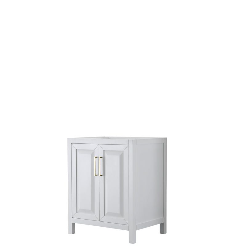 Wyndham Daria 30" Single Bathroom Vanity In White No Countertop No Sink Brushed Gold Trims And No Mirror WCV252530SWGCXSXXMXX