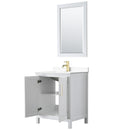 Wyndham Daria 30" Single Bathroom Vanity In White White Cultured Marble Countertop Undermount Square Sink Brushed Gold Trims and 24" Mirror WCV252530SWGWCUNSM24