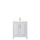 Wyndham Daria 30" Single Bathroom Vanity In White White Cultured Marble Countertop Undermount Square Sink Brushed Gold Trims and No Mirror WCV252530SWGWCUNSMXX