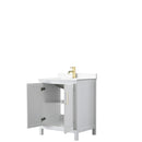 Wyndham Daria 30" Single Bathroom Vanity In White White Cultured Marble Countertop Undermount Square Sink Brushed Gold Trims and No Mirror WCV252530SWGWCUNSMXX