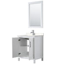 Wyndham Daria 30" Single Bathroom Vanity In White Light-Vein Carrara Cultured Marble Countertop Undermount Square Sink and 24" Mirror WCV252530SWHC2UNSM24