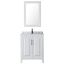 Wyndham Daria 30" Single Bathroom Vanity In White White Carrara Marble Countertop Undermount Square Sink and 24" Mirror WCV252530SWHCMUNSM24