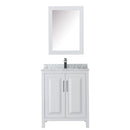 Wyndham Daria 30" Single Bathroom Vanity In White White Carrara Marble Countertop Undermount Square Sink and Medicine Cabinet WCV252530SWHCMUNSMED