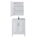 Wyndham Daria 30" Single Bathroom Vanity In White White Carrara Marble Countertop Undermount Square Sink and Medicine Cabinet WCV252530SWHCMUNSMED