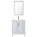 Wyndham Daria 30" Single Bathroom Vanity In White White Cultured Marble Countertop Undermount Square Sink and 24" Mirror WCV252530SWHWCUNSM24