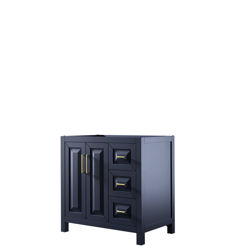 Wyndham Daria 36" Single Bathroom Vanity In Dark Blue No Countertop No Sink And No Mirror WCV252536SBLCXSXXMXX