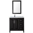 Wyndham Daria 36" Single Bathroom Vanity In Dark Espresso White Carrara Marble Countertop Undermount Square Sink and 24" Mirror WCV252536SDECMUNSM24