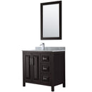 Wyndham Daria 36" Single Bathroom Vanity In Dark Espresso White Carrara Marble Countertop Undermount Square Sink And 24" Mirror WCV252536SDECMUNSM24