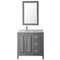 Wyndham Daria 36" Single Bathroom Vanity In Dark Gray White Carrara Marble Countertop Undermount Square Sink and 24" Mirror WCV252536SKGCMUNSM24