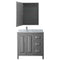 Wyndham Daria 36" Single Bathroom Vanity In Dark Gray White Carrara Marble Countertop Undermount Square Sink and Medicine Cabinet WCV252536SKGCMUNSMED