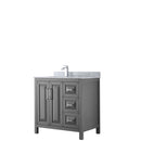 Wyndham Daria 36" Single Bathroom Vanity In Dark Gray White Carrara Marble Countertop Undermount Square Sink And No Mirror WCV252536SKGCMUNSMXX