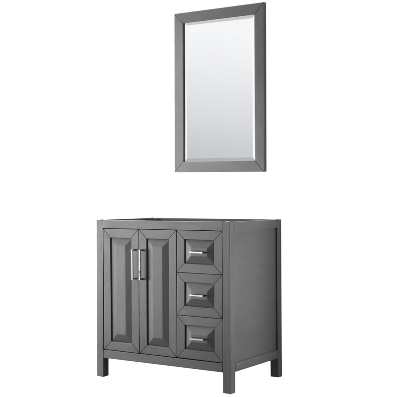 Wyndham Daria 36" Single Bathroom Vanity In Dark Gray No Countertop No Sink And 24" Mirror WCV252536SKGCXSXXM24