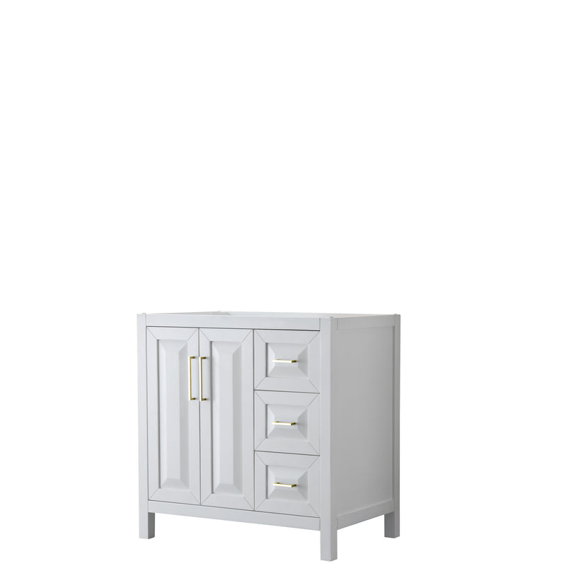 Wyndham Daria 36" Single Bathroom Vanity In White No Countertop No Sink Brushed Gold Trims And No Mirror WCV252536SWGCXSXXMXX