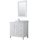 Wyndham Daria 36" Single Bathroom Vanity In White White Carrara Marble Countertop Undermount Square Sink And 24" Mirror WCV252536SWHCMUNSM24