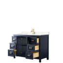 Wyndham Daria 48" Single Bathroom Vanity In Dark Blue Light-Vein Carrara Cultured Marble Countertop Undermount Square Sink and No Mirror WCV252548SBLC2UNSMXX