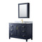 Wyndham Daria 48" Single Bathroom Vanity In Dark Blue White Carrara Marble Countertop Undermount Square Sink And Medicine Cabinet WCV252548SBLCMUNSMED