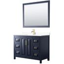 Wyndham Daria 48" Single Bathroom Vanity In Dark Blue White Cultured Marble Countertop Undermount Square Sink And 46" Mirror WCV252548SBLWCUNSM46