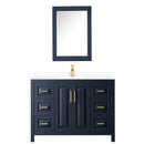 Wyndham Daria 48" Single Bathroom Vanity In Dark Blue White Cultured Marble Countertop Undermount Square Sink and Medicine Cabinet WCV252548SBLWCUNSMED