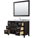 Wyndham Daria 48" Single Bathroom Vanity In Dark Espresso White Carrara Marble Countertop Undermount Square Sink and 46" Mirror WCV252548SDECMUNSM46