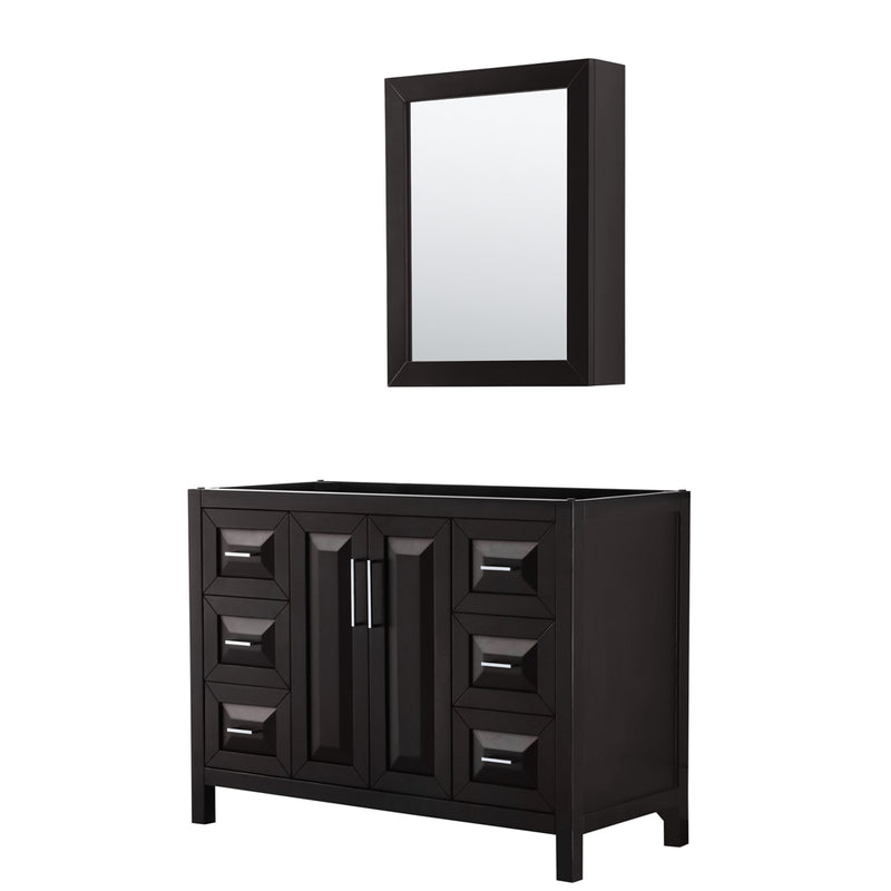 Wyndham Daria 48" Single Bathroom Vanity In Dark Espresso No Countertop No Sink And Medicine Cabinet WCV252548SDECXSXXMED