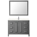 Wyndham Daria 48" Single Bathroom Vanity In Dark Gray Light-Vein Carrara Cultured Marble Countertop Undermount Square Sink and 46" Mirror WCV252548SKGC2UNSM46