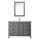 Wyndham Daria 48" Single Bathroom Vanity In Dark Gray Light-Vein Carrara Cultured Marble Countertop Undermount Square Sink and Medicine Cabinet WCV252548SKGC2UNSMED