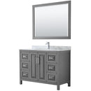 Wyndham Daria 48" Single Bathroom Vanity In Dark Gray White Carrara Marble Countertop Undermount Square Sink And 46" Mirror WCV252548SKGCMUNSM46