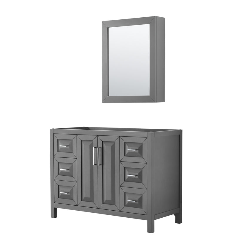 Wyndham Daria 48" Single Bathroom Vanity In Dark Gray No Countertop No Sink And Medicine Cabinet WCV252548SKGCXSXXMED