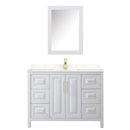 Wyndham Daria 48" Single Bathroom Vanity In White Light-Vein Carrara Cultured Marble Countertop Undermount Square Sink Brushed Gold Trims and Medicine Cabinet WCV252548SWGC2UNSMED