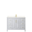 Wyndham Daria 48" Single Bathroom Vanity In White Light-Vein Carrara Cultured Marble Countertop Undermount Square Sink Brushed Gold Trims and No Mirror WCV252548SWGC2UNSMXX