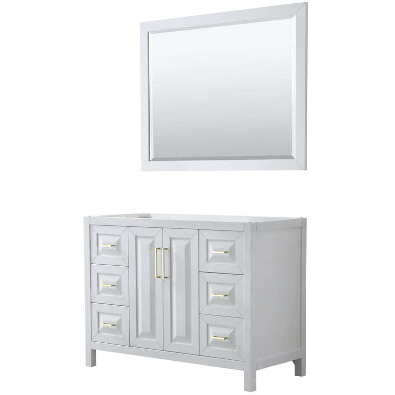 Wyndham Daria 48" Single Bathroom Vanity In White No Countertop No Sink Brushed Gold Trims And 46" Mirror WCV252548SWGCXSXXM46