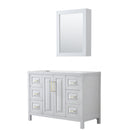 Wyndham Daria 48" Single Bathroom Vanity In White No Countertop No Sink Brushed Gold Trims And Medicine Cabinet WCV252548SWGCXSXXMED