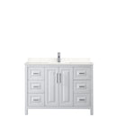 Wyndham Daria 48" Single Bathroom Vanity In White Light-Vein Carrara Cultured Marble Countertop Undermount Square Sink and No Mirror WCV252548SWHC2UNSMXX