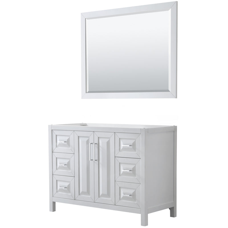 Wyndham Daria 48" Single Bathroom Vanity In White No Countertop No Sink And 46" Mirror WCV252548SWHCXSXXM46