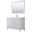 Wyndham Daria 48" Single Bathroom Vanity In White White Cultured Marble Countertop Undermount Square Sink And 46" Mirror WCV252548SWHWCUNSM46