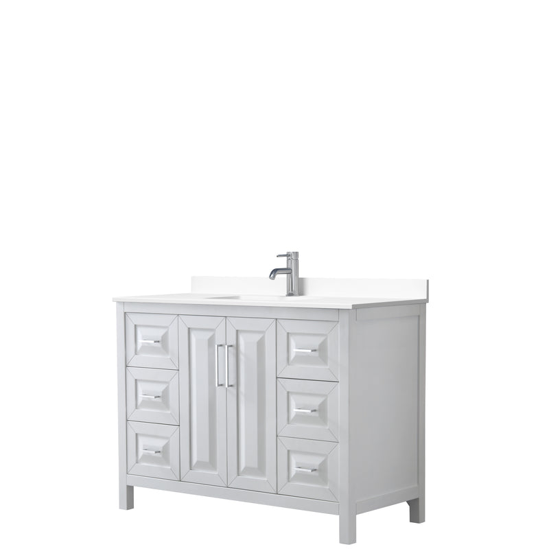 Wyndham Daria 48" Single Bathroom Vanity In White White Cultured Marble Countertop Undermount Square Sink And No Mirror WCV252548SWHWCUNSMXX