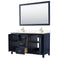 Wyndham Daria 60" Double Bathroom Vanity In Dark Blue Light-Vein Carrara Cultured Marble Countertop Undermount Square Sinks and 58" Mirror WCV252560DBLC2UNSM58