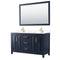 Wyndham Daria 60" Double Bathroom Vanity In Dark Blue Light-Vein Carrara Cultured Marble Countertop Undermount Square Sinks And 58" Mirror WCV252560DBLC2UNSM58