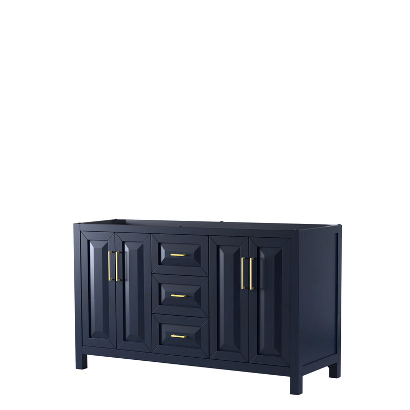 Wyndham Daria 60" Double Bathroom Vanity In Dark Blue No Countertop No Sink And No Mirror WCV252560DBLCXSXXMXX