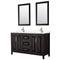 Wyndham Daria 60" Double Bathroom Vanity In Dark Espresso Light-Vein Carrara Cultured Marble Countertop Undermount Square Sinks And 24" Mirrors WCV252560DDEC2UNSM24