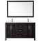 Wyndham Daria 60" Double Bathroom Vanity In Dark Espresso Light-Vein Carrara Cultured Marble Countertop Undermount Square Sinks and 58" Mirror WCV252560DDEC2UNSM58